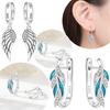 Blue Feather Earrings Shining Wings Woman's Earring Brings Good Luck Gift 925 Silver Anniversary Valentine's Jewelry