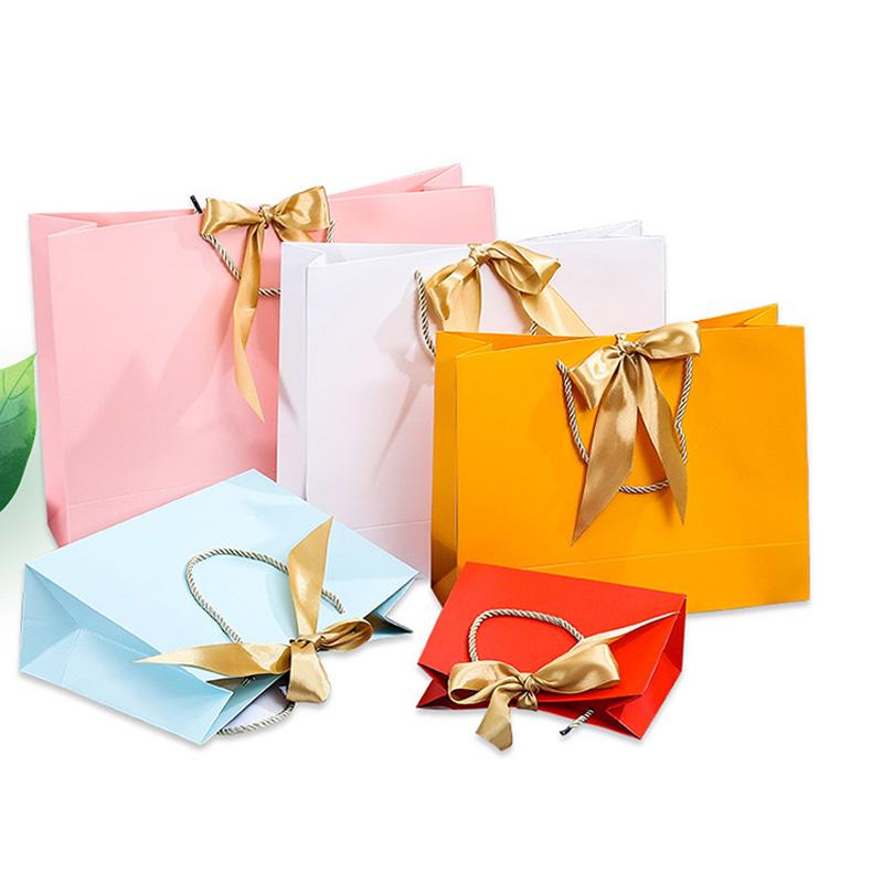 1 buc. Sac de cadou multicolor sac de hârtie pentru cadou pentru pijama haine hârtie kraft cărți fundă panglică portabil cu mâner