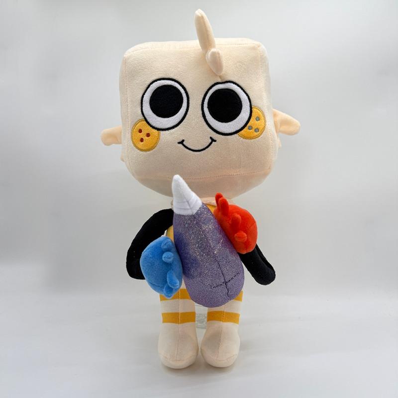 Cute Dandys World Goob Plush Toy Soft Stuffed Cartoon Character Doll Square Head Figure Collectible Home Ornament Birthday Gift for Kids and Game Fans