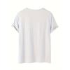European Size Floral Print Crew Neck T-shirt, Casual Short Sleeve Top For Spring & Summer, Women'S Clothing