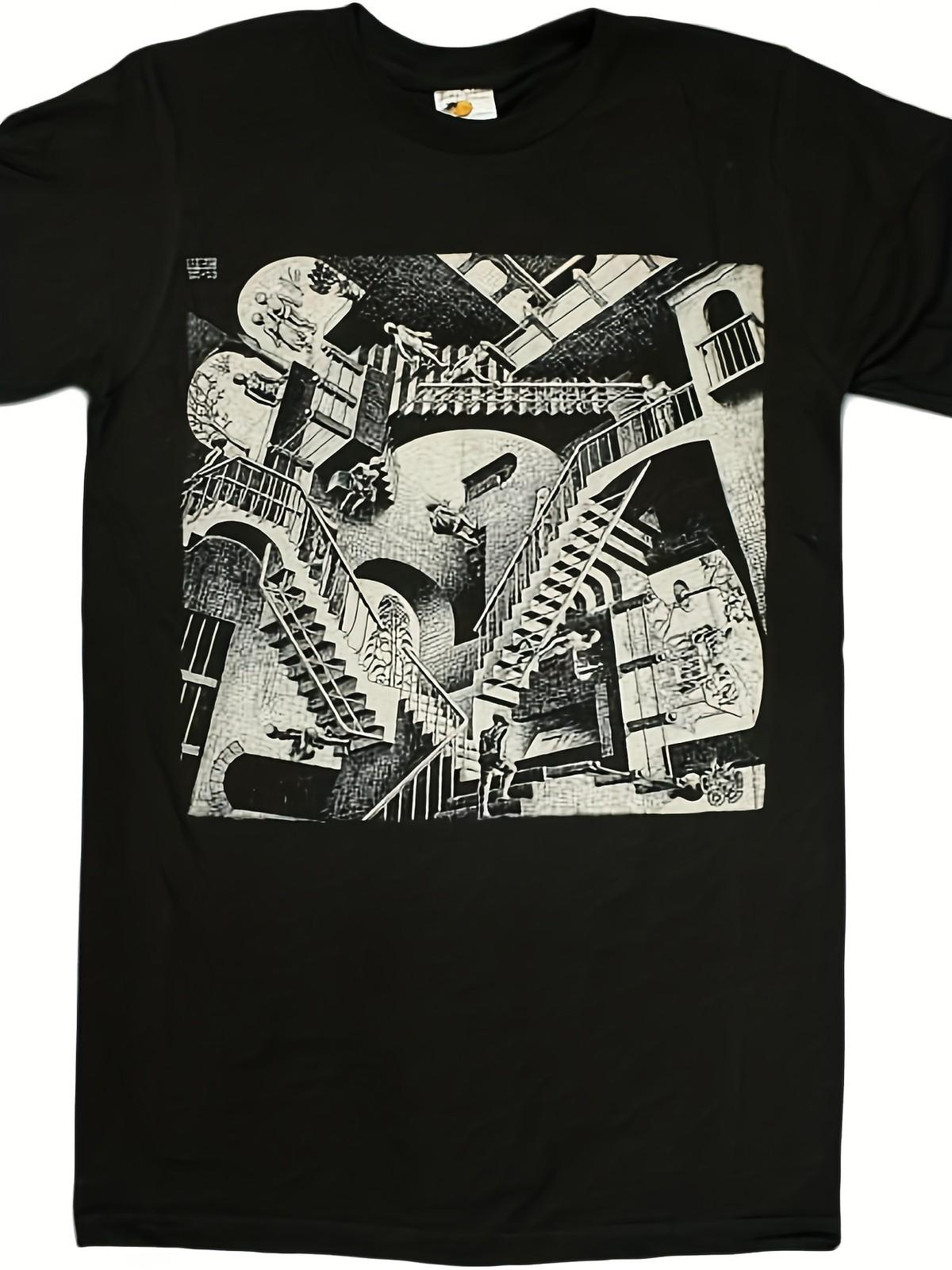 Men S Relativity Graphic T-Shirt by M.C. Escher, Made from Lightweight And Bre L
