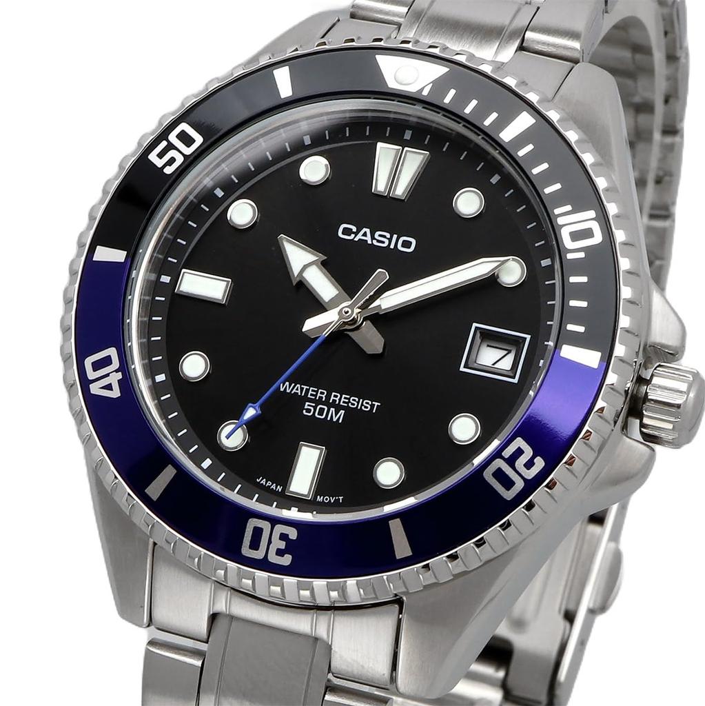 CASIO Standard Analog Watch MDV-10D-1A2V Boys Girls Black x Blue Bezel Metal Band Overseas Model