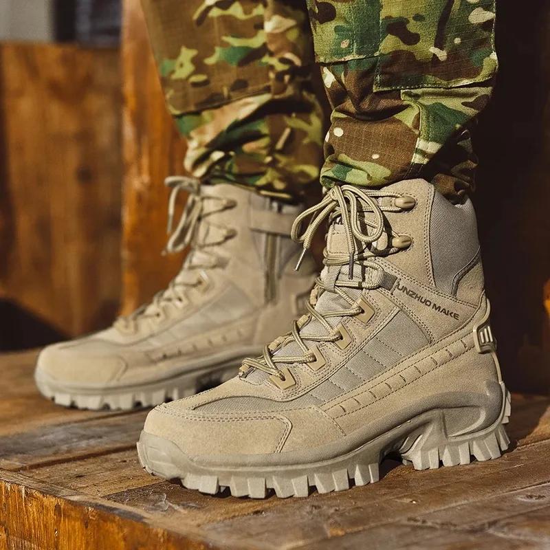 Fashion Men's Desert Combat Boots Outdoor Non-slip Tactical Boots Hiking Desert Ankle Hunting Shoes Work Safty Men Boots