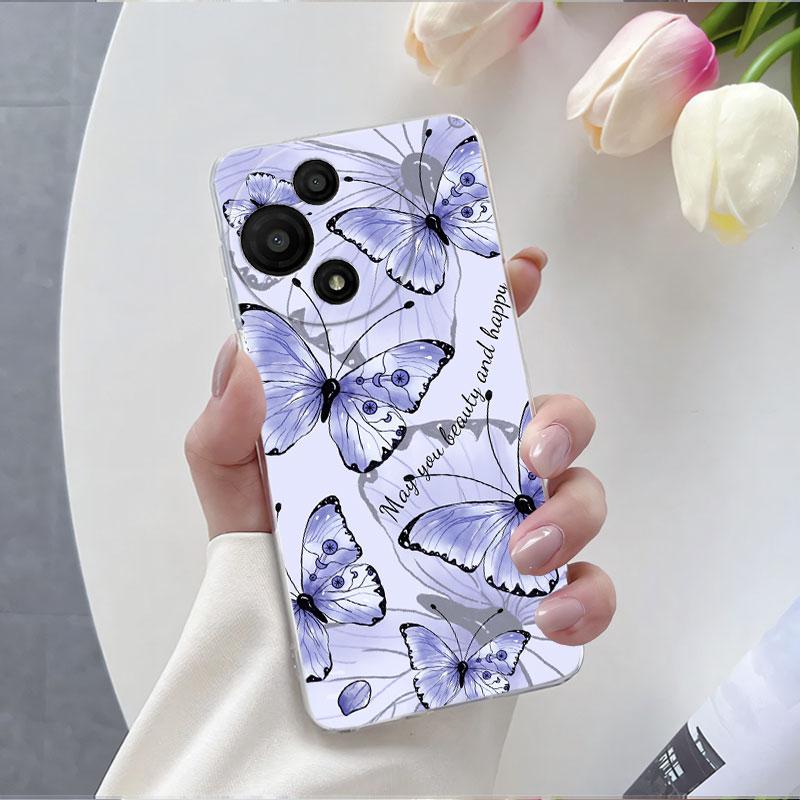 For TCL 60R 5G T519H 2025 Case Flower Marble Phone Case For TCL 60 SE 605 T517H Funda Transparent Soft Silicone Protect Cover