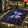 Glow Butterfly Floral Area Rug,Non-Slip Soft Carpet for Living Room Bedroom,Cute Cartoon Decorative Floor Mat for Kids Room