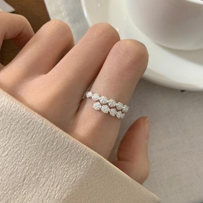 Anello Fiore di Rosa per Donna Anello Aperto Fiore di Rosa Argento Regolabile Matrimonio