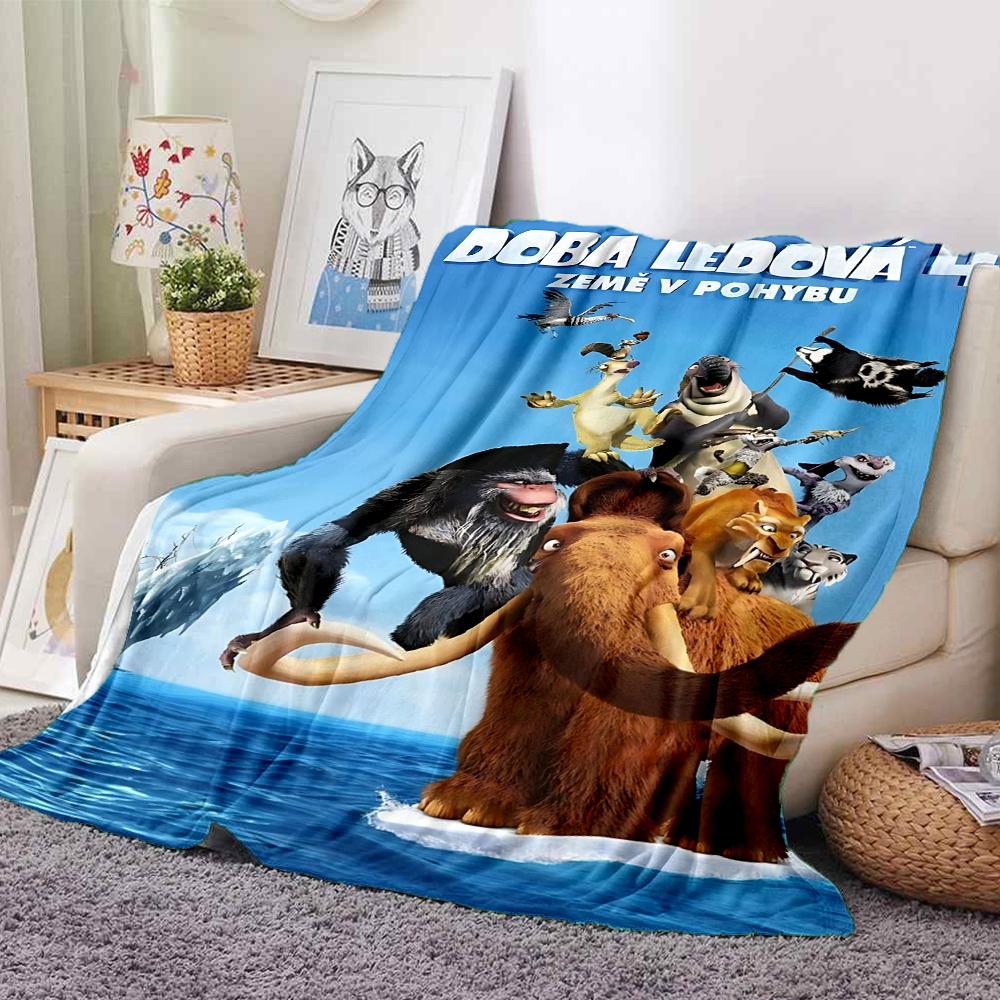 1Pc Ice Age Characters Ice Flannel Fleece Blanket Soft Warm Throw Blanket For Sofa Bed Couch Home Decor Travel Nap Blanket Xmas Gift Q1712