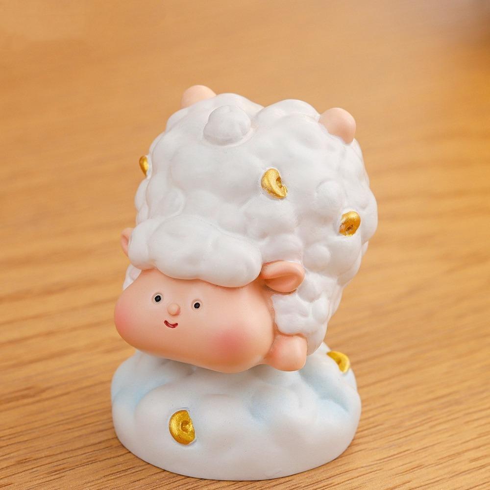 Cartoon Rotating Sheep Figurine Resin Lamb Ornament Creative Fidget Toy  Office