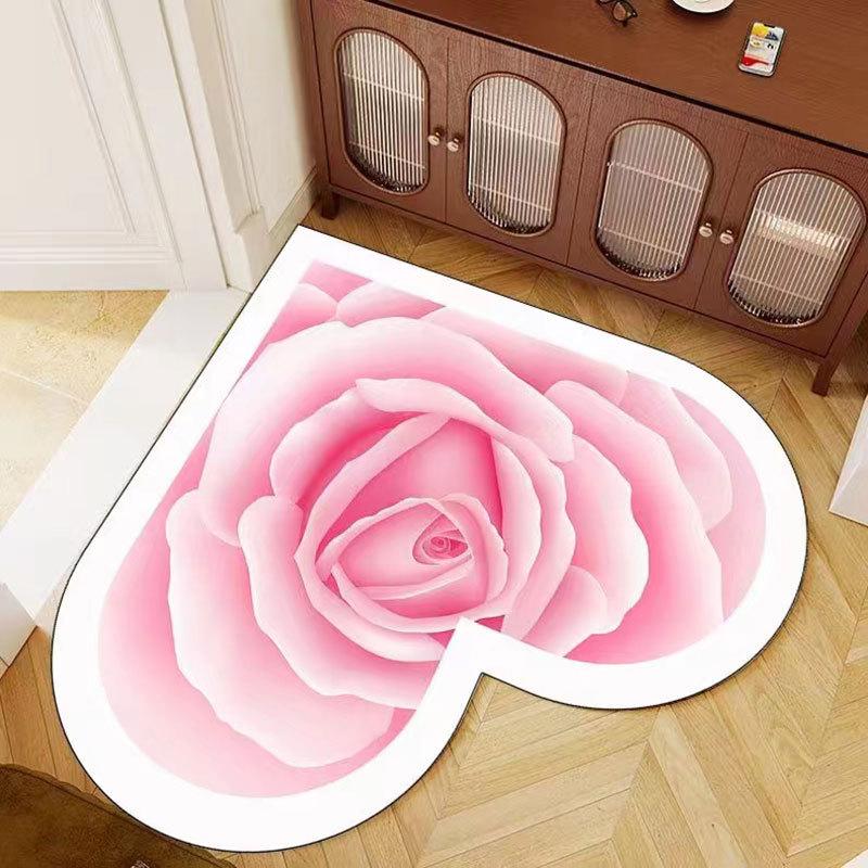 Love Shaped Entrance Door Mat Household Bathroom Entrance Non Slip Mat Decorative Floor Mat