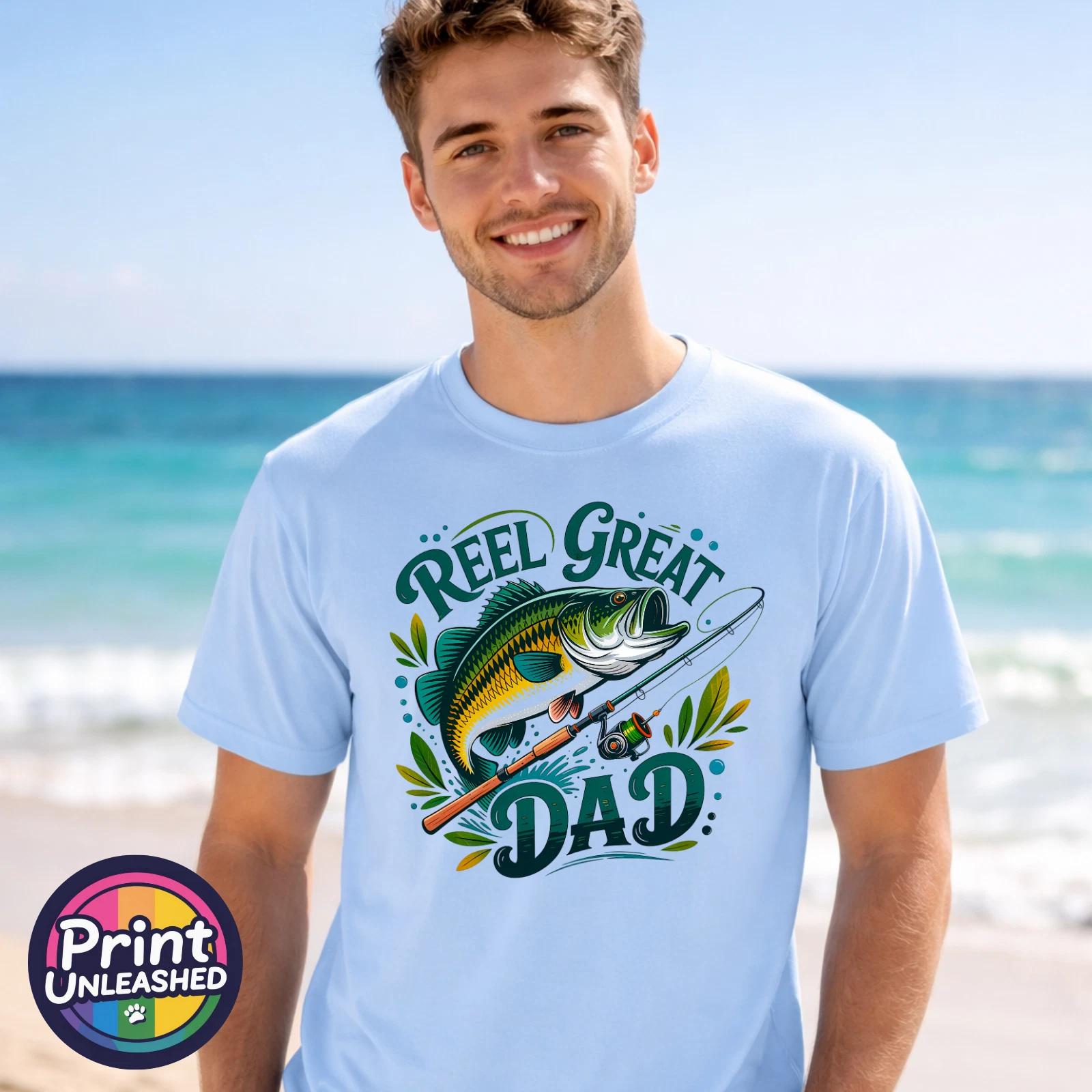 Reel Great Dad T-Shirt Fishing Dad Gift Father s Day Fisherman Tee Funny M-XL S