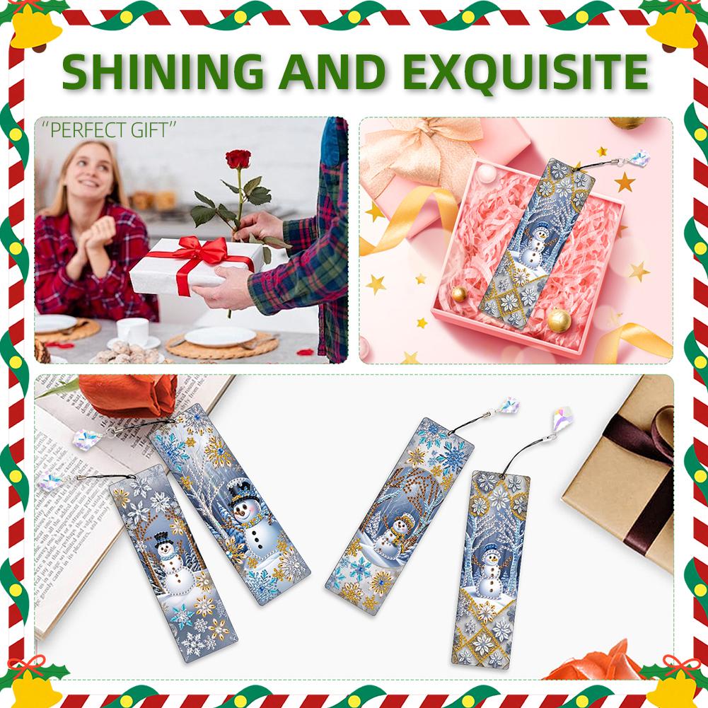 Christmas Winter Diamond Painting Diary Book with 4Pcs Bookmark Rhinestone Art Painting Notebook Kit Holiday Birthday Gift