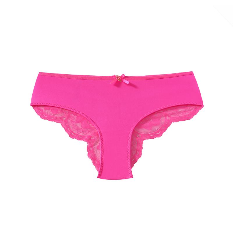 TERMEZY Ladies' Sexy Ice Silk Patchwork Panties Heart‑Shaped Buckle Cutout Lace Underpant Thin Breathable Solid Color Hipster Briefs