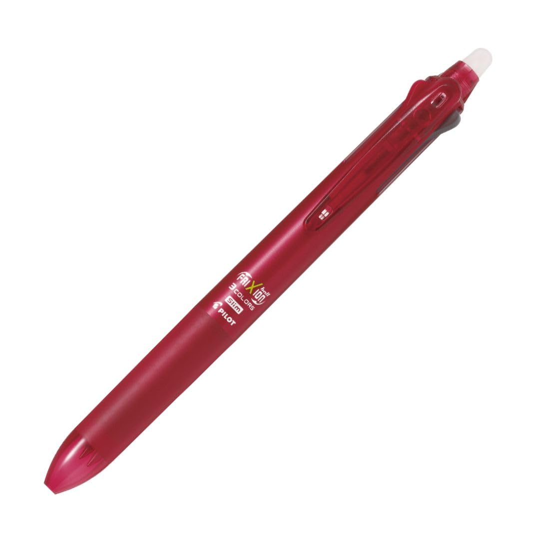 Pilot FriXion Ball 3 Slim Erasable Ballpoint LKFBS60EFR 0.5mm Tri-Color Pen, Red,