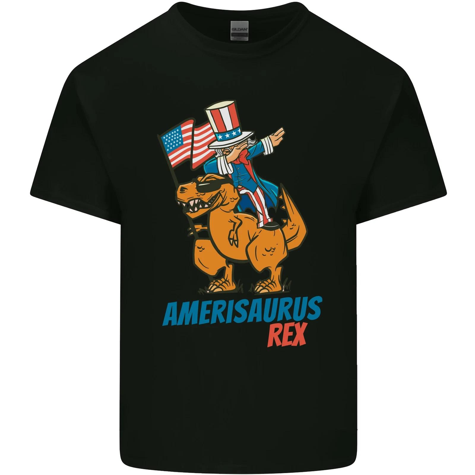 Amerisaurus T-Rex Dabbing Uncle Sam USA Kids T-Shirt Childrens M