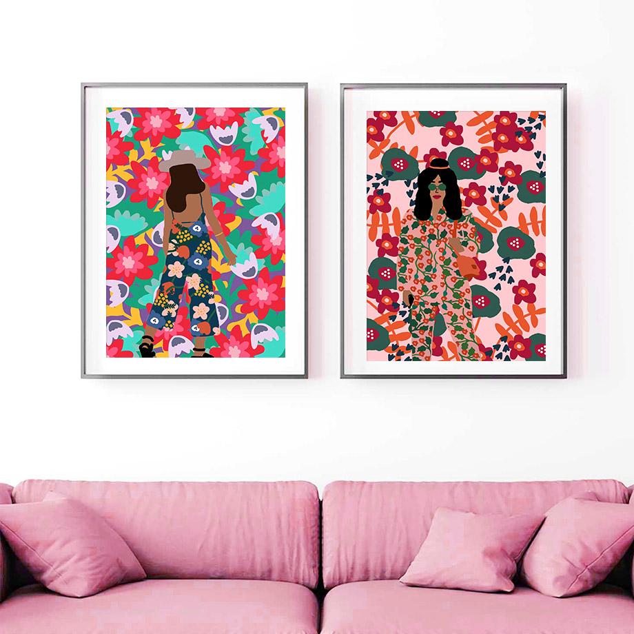 Colorful Abstract Girl Butterfly Flower Wall Art Canvas Painting Nordic Posters And Prints Wall Pictures For Living Room Decor No Frame