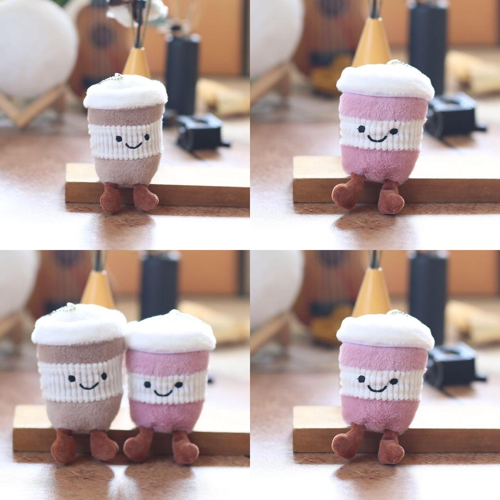Plush Toy Keychain With Super Soft Short Plush Milk Tea Cup Design For Girls Backpack Charm Home Decor Gift