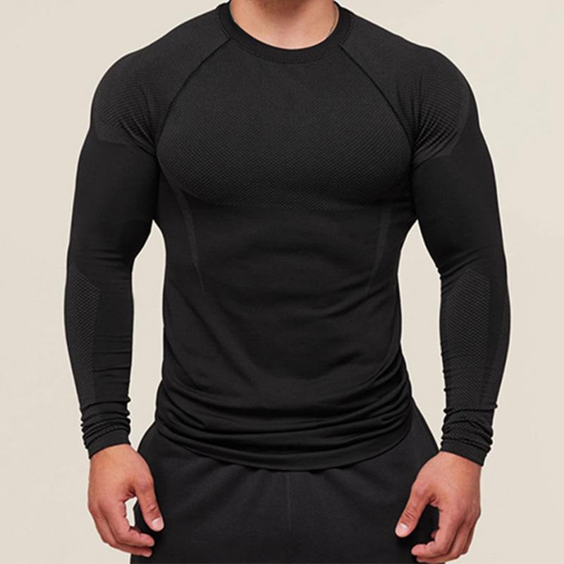 American Style Men's Quick Dry Color Block Long Sleeve Running Base Layer