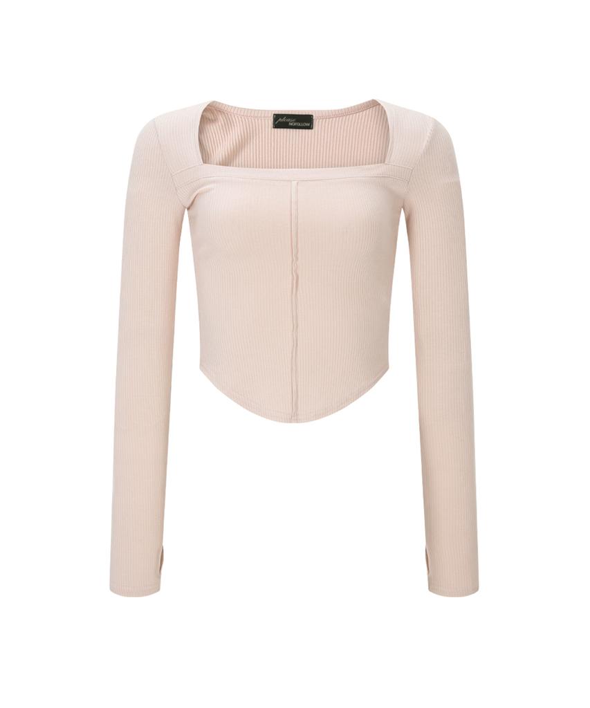 Peullijeunopallou 26Ss Barbie Squareneck Long Sleeve Top (Baby Pink)