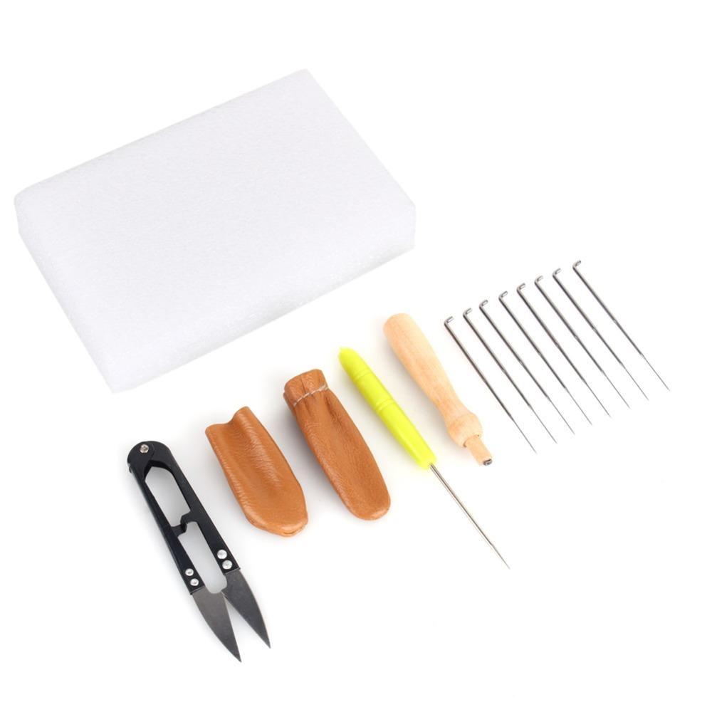 

14PCS Felting Foam Pad Felting Starter Kit Wooden Felting Handle Wool Felt Tool Beginners Projects