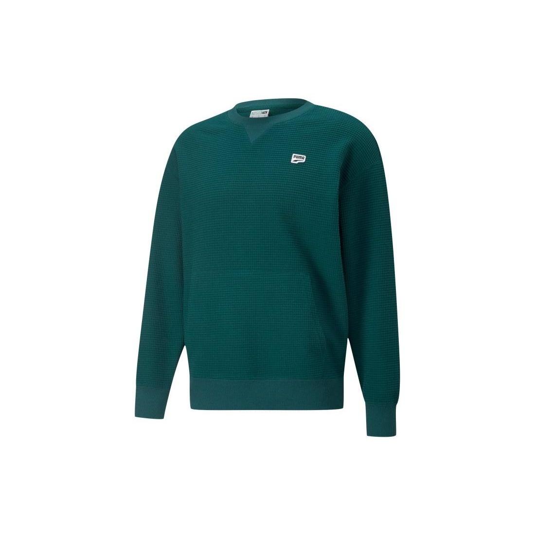 PUMA Downtown Waffle Crewneck Sweatshirt Green Men s 537730-24 M