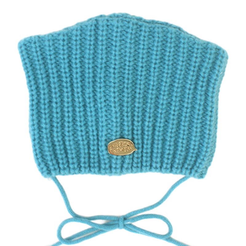 

Универсальная химия Шапка-бини с кошачьим узором, вязаная крючком, синяя с завязками, кошачья шапка-бини FREE