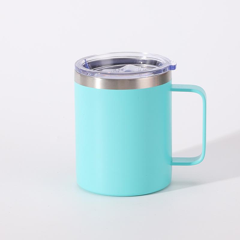 12oz Stainless Steel Vacuum Insulated Tumbler with Transparent Lid and Handle