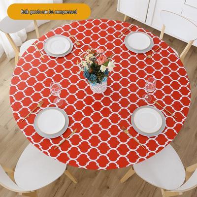 Nordic Style Elastic PVC Flannel Round Table Cover