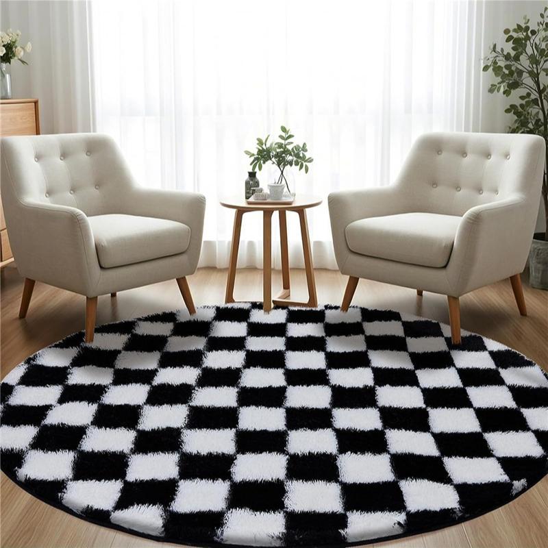 2x2m Round Rug for Bedroom, Super Fluffy Circle Rugs for Baby Nursery Furry Carpet for Children Kids Room, Cute Soft Shaggy Rug for Girls Home Decor