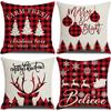 New Red Plaid Christmas Pillowcase Linen Sofa Cushion Cover Office Pillowcase