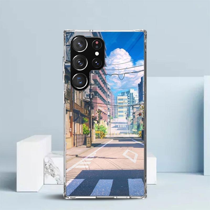 Anime Aesthetic Scenery Phone Case For Samsung Galaxy S24 S25 Edge S26 Ultra S22 S23 Plus S21 + S20 FE Soft TPU Back Cover Galax