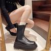 Cigarette Boots Women's 2025 Autumn and Winter New Fashion Versatile Medium Tube British Thick-soled British Style Chelsea Short Tube