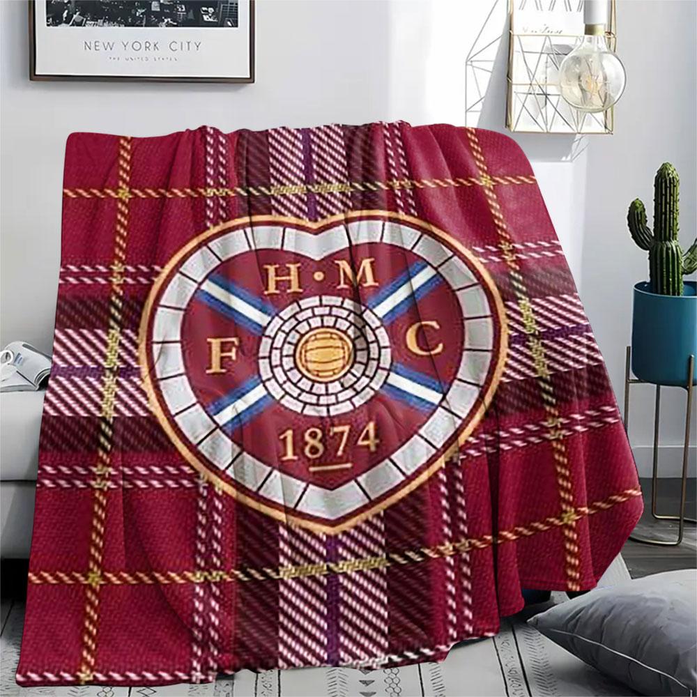 1 pièce Couverture en flanelle à motif du Heart of Midlothian Football Club Convient à toutes les saisons pour la décoration intérieure Chaleur et confort Cadeaux Cadeau de vacances