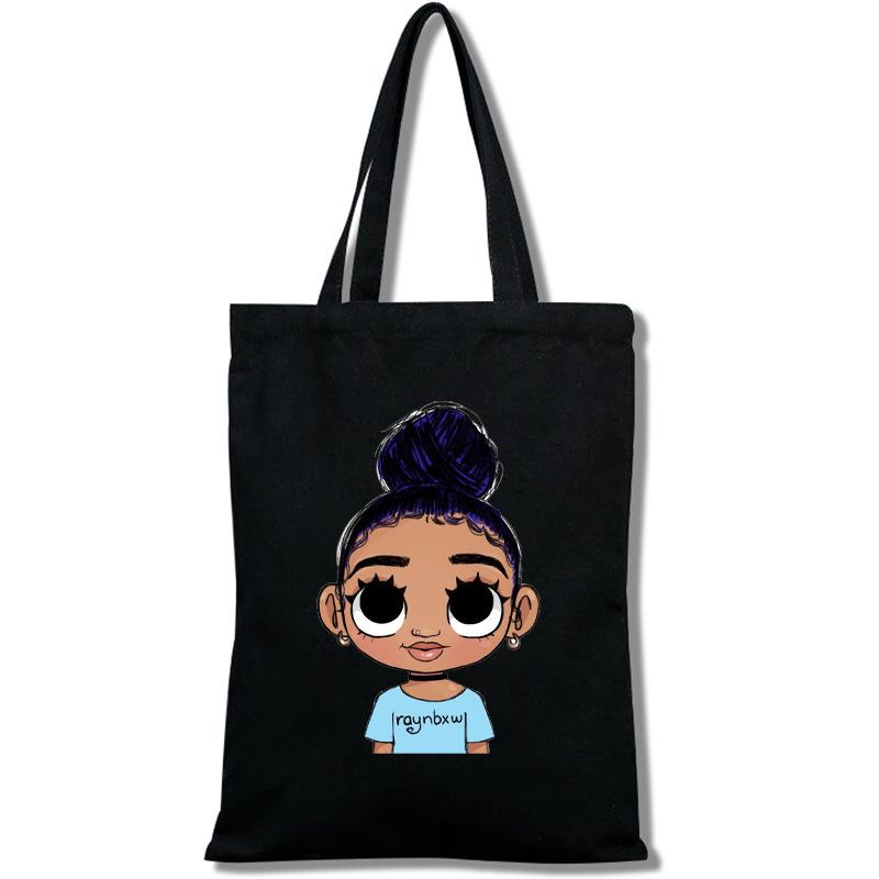 

Black Girls Shoulder Bag Schoolgirl Shopping White Canvas Model Portable Messenger Bag Canvas Bag 13