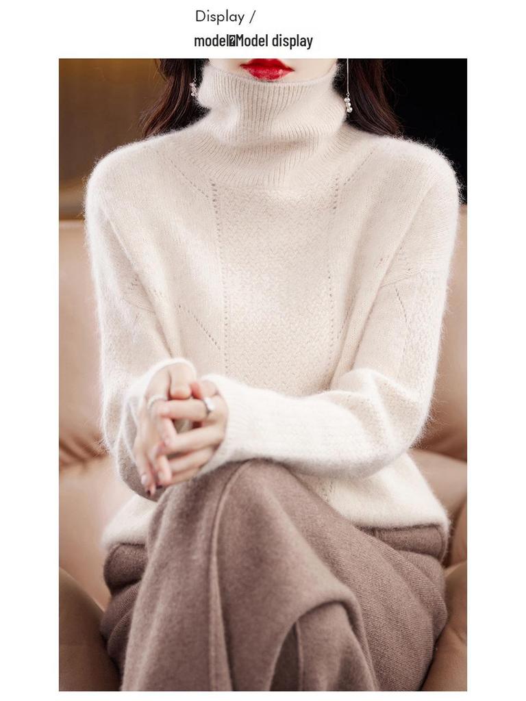 Mink Cashmere High-Neck Loose Pullover: Women's Thick Knit for Autumn/Winter 2025