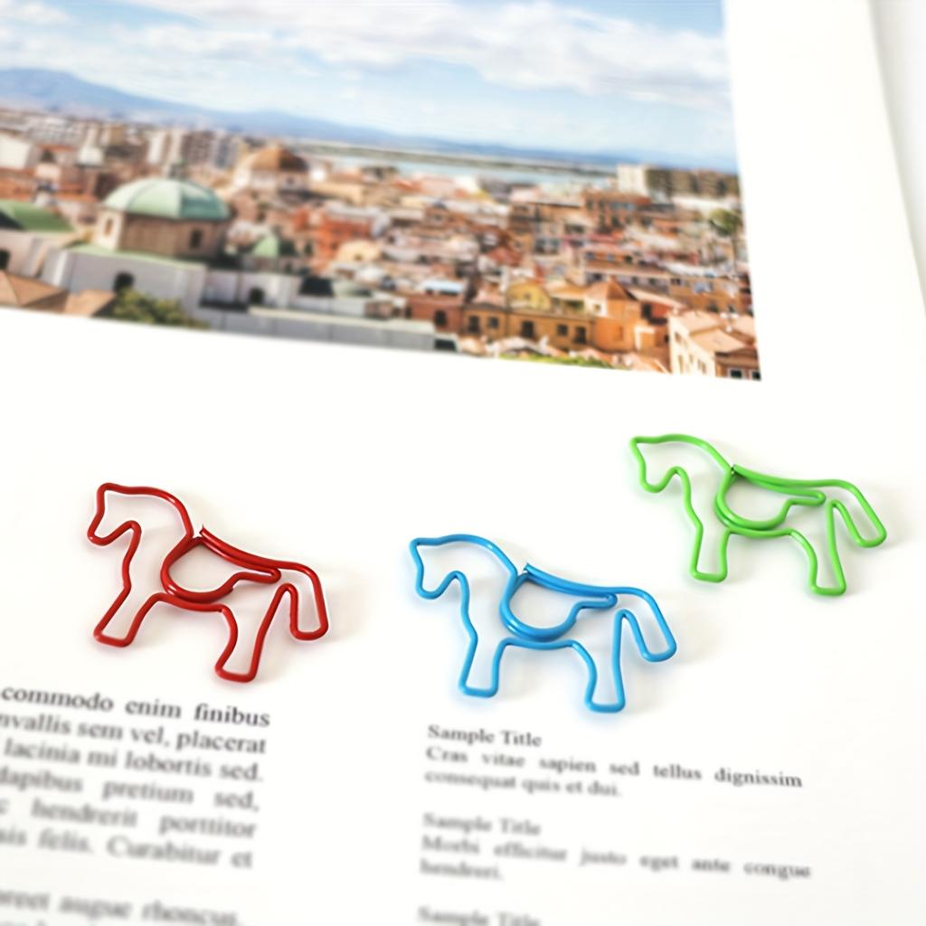 20pcs Colorful Horse Design Metal Paper Clips Creative Animal Shaped Bookmark Binder Clips for Teachers Office School Supplies
