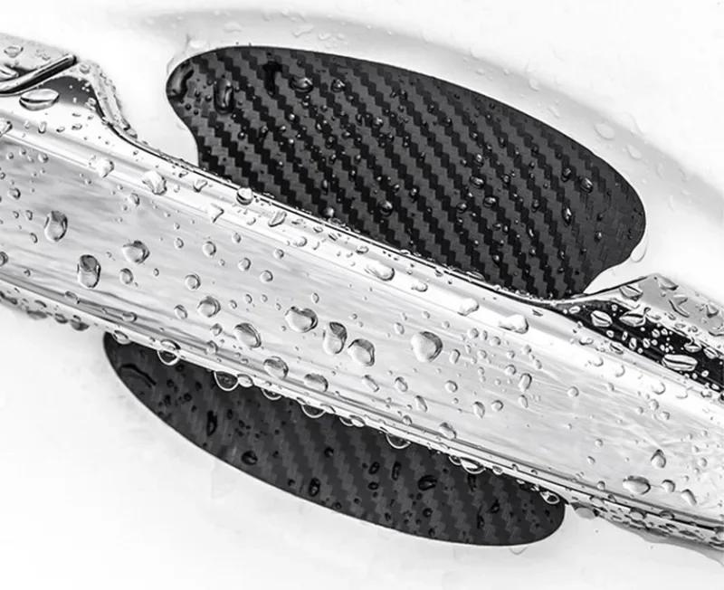 4pcs Car Stickers Door Handle Carbon Fiber Protector Anti Scratch Car Automobiles Handle Protection Car Accessories