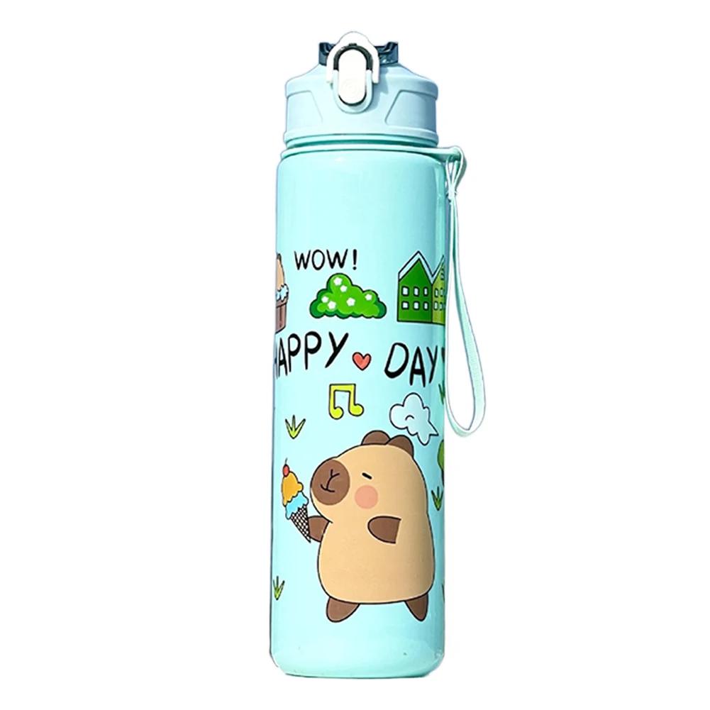 700/800ML Capybara Cute Water Cup for Outdoor Camping and Cycling Large Capacity Water Bottle with Straw & Handle