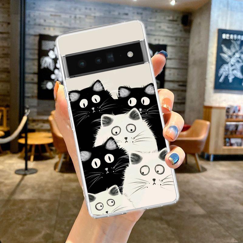 

Чохол для телефону для Google Pixel 9 8 7 6 5 4 4XL 7A 6A 5A 4A 3A Pro XL 5G Прозорий м який TPU корпус Милий візерунок мультяшного кота For Pixel 9 Pro XL