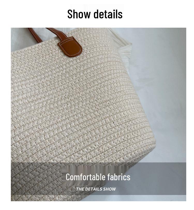 2024 Spring Women's Wool Knit Bucket Bag: Retro Pastoral Style Straw Shoulder Bag