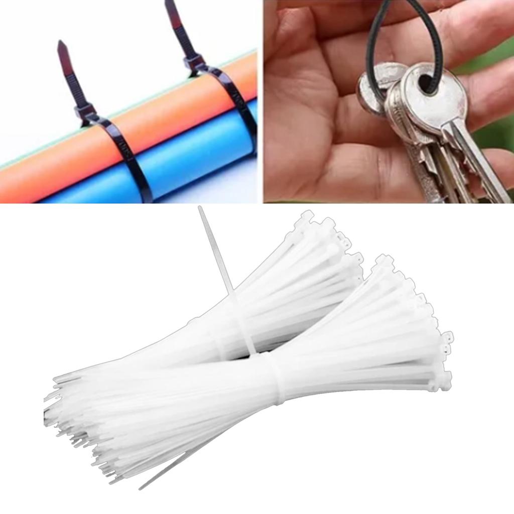 1000Pcs Cable Ties Pa66 Nylon Self Lock Strong Locking Force Heavy Duty Cable Ties White