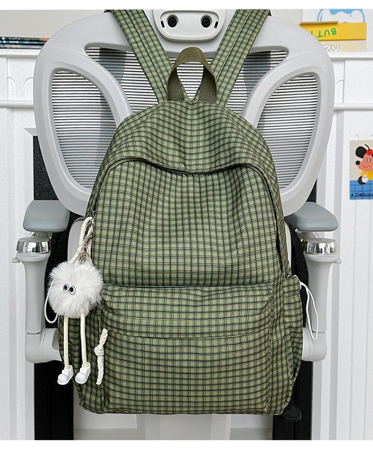 Schoolbag Small Fresh Travel Lightweight Backpack Large Capacity Literary Plaid Computer Backpack Junior High School Student School Bag