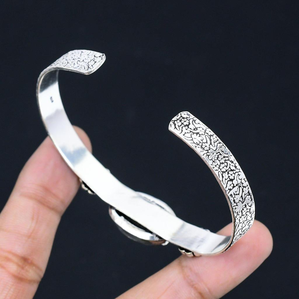 Mothers Day Sale Stingray Coral Stone Artisan Bangle Bracelet Sterling Silver