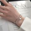 Silver 925 Daily Silver Ball Double-Row Layered Clip Chain Bracelet W023