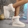 New Fashionable Bow Round Toe Elegant Snow Boots Winter Flat Wear-resistant Soft Students Plus Velvet Warm Women's Shoes