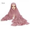 Women Heavy Chiffon Hijab Scarf Premium Chiffon Muslim Hijabs Plain Good Stitching Maxi Wrap Solid Color Musulman Femme Shawls