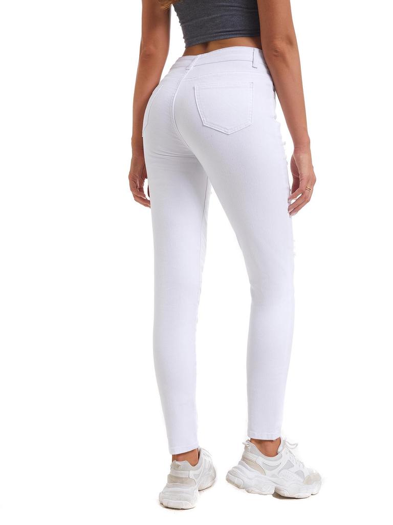 High Waist Slim Fit Black Women's Elastic Jeans