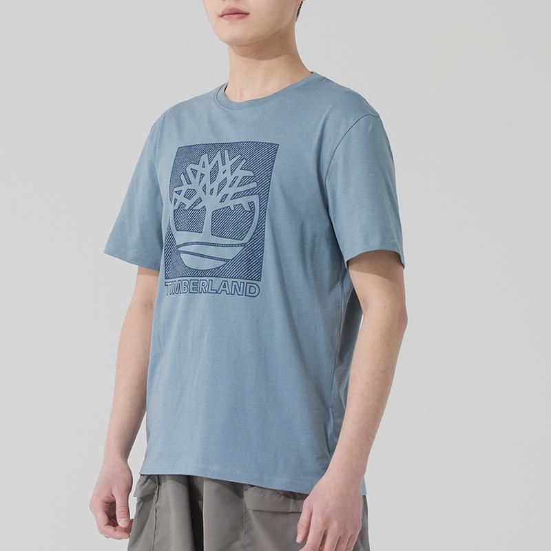 Timberland T-Shirts Men's Blue Crew Neck Moderate Straight Fit A6BBZ-758