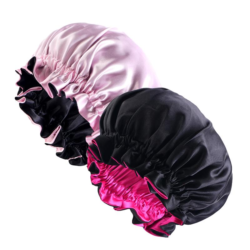 

2/3 шт./лот унисекс шелковистые ночные шапочки для сна двухслойный головной убор модная шапочка для душа регулируемый шелковистый атласный чепчик для женщин One Size