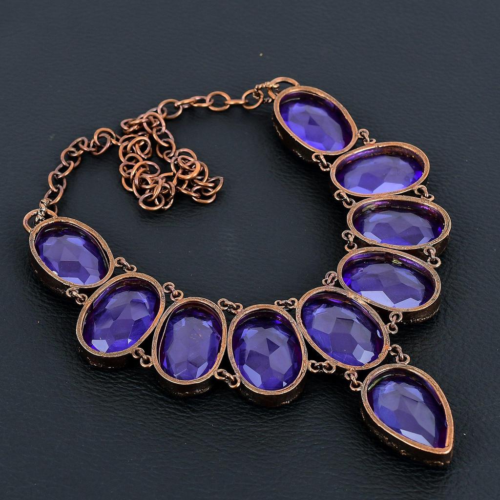 Amethyst Necklace, Copper Electroformed Necklace Handmade Gemstone Jewelry, Gifts For Wife Brand New Necklace