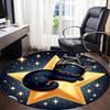 1pc Starry Night Cat Office Round Area Rug, Under Office Chairs Bedroom Living Room Home Decor, Room Deco